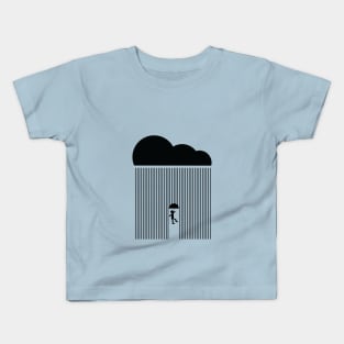 Kid with umberlla under the rain from cloud Kids T-Shirt